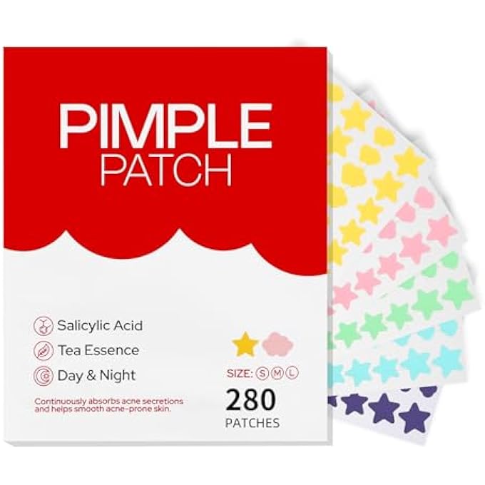 HLOES PIMPLE PATCHES FOR FACE 280PCS, HYDROCOLLOID ACNE PATCHES FOR COVERING ZITS AND BLEMISHES, CUTE STAR PIMPLE PATCHES, FACIAL SKIN CARE PRODUCTS. - Image 1